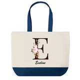 Sac de shopping bleu Eveline Lettre Fleur