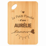 Planche bambou gravée personnalisée femme idée cadeau Fête des Mères apéro 30×20 prénom cuisine plateau fromage anniversaire noel maman mamie