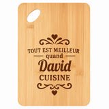 Planche bambou gravée personnalisée homme idée cadeau Fête des Pères apéro 30×20 prénom cuisine plateau fromage anniversaire noel papa papi 