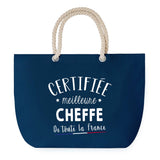 Sac de Plage Bleu avec Anse Corde Certifiée meilleure Cheffe