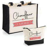 Cabas femme sac plage ou shopping tote bag pochette trousse Idée cadeau original pour anniversaire Noël travail départ retraite collègue famille fete des mères maman mamie