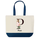 Sac de shopping bleu Paule Lettre Fleur