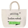 Sac Fête des Mères Mamie Famille Idée Cadeau anniversaire Noël Travail Boulot Métier Départ Retraite Collègue Femme cabas shopping plage