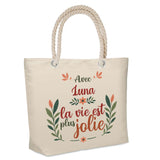 Sac Fête des Mères Mamie Famille Idée Cadeau anniversaire Noël Travail Boulot Métier Départ Retraite Collègue Femme cabas shopping plage