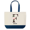 Sac de shopping bleu Farida Lettre Fleur