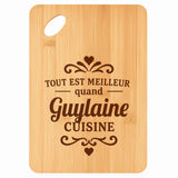 Planche bambou gravée personnalisée femme idée cadeau Fête des Mères apéro 30×20 prénom cuisine plateau fromage anniversaire noel maman mamie