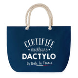 Sac de plage Bleu anse corde Certifiée meilleure Dactylo