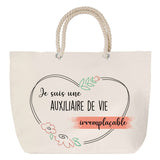 Sac Fête des Mères Mamie Famille Idée Cadeau anniversaire Noël Travail Boulot Métier Départ Retraite Collègue Femme cabas shopping plage