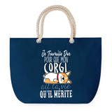 Sac de plage Bleu anse corde Corgi Travailler Dur pour mon Chien