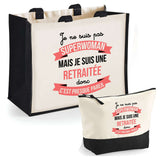 Cabas femme sac plage ou shopping tote bag pochette trousse Idée cadeau original pour anniversaire Noël travail départ retraite collègue famille fete des mères maman mamie