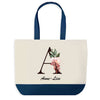Sac de shopping bleu Anne-Lise Lettre Fleur
