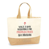 Sac Jute Fête des Mères Fêtes des Pères Mamie Papi Famille Idée Cadeau anniversaire Noël Travail Boulot Métier Départ Retraite Collègue Femme Homme