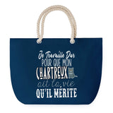 Sac de plage Bleu anse corde Chartreux Travailler Dur pour mon Chat