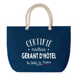 Sac de plage Bleu anse corde Certifié meilleur Gérant d'Hôtel