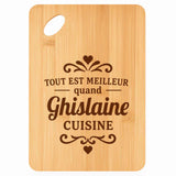 Planche bambou gravée personnalisée femme idée cadeau Fête des Mères apéro 30×20 prénom cuisine plateau fromage anniversaire noel maman mamie