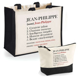 Cabas homme sac plage ou shopping tote bag pochette trousse Idée cadeau original pour anniversaire Noël travail départ retraite collègue famille fetes des pères papa papi