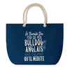 Sac de plage Bleu anse corde Bulldog Anglais Travailler Dur pour mon Chien