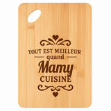 Planche bambou gravée personnalisée femme idée cadeau Fête des Mères apéro 30×20 prénom cuisine plateau fromage anniversaire noel maman mamie