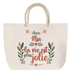 Sac Fête des Mères Mamie Famille Idée Cadeau anniversaire Noël Travail Boulot Métier Départ Retraite Collègue Femme cabas shopping plage