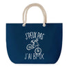 Sac de plage Bleu anse corde J'peux Pas BMX blanc