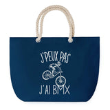 Sac de plage Bleu anse corde J'peux Pas BMX blanc