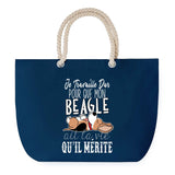 Sac de plage Bleu anse corde Beagle Travailler Dur pour mon Chien