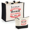 Cabas femme sac plage ou shopping tote bag pochette trousse Idée cadeau original pour anniversaire Noël travail départ retraite collègue famille fete des mères maman mamie