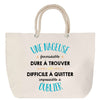 Sac Fête des Mères Mamie Famille Idée Cadeau anniversaire Noël Travail Boulot Métier Départ Retraite Collègue Femme cabas shopping plage