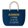 Sac de plage Bleu anse corde Alexandre Mythe Légende -jaune
