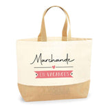 Sac Jute Fête des Mères Fêtes des Pères Mamie Papi Famille Idée Cadeau anniversaire Noël Travail Boulot Métier Départ Retraite Collègue Femme Homme
