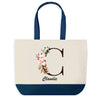 Sac de shopping bleu Claudie Lettre Fleur
