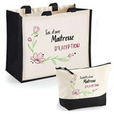 Cabas femme sac plage ou shopping tote bag pochette trousse Idée cadeau original pour anniversaire Noël travail départ retraite collègue famille fete des mères maman mamie