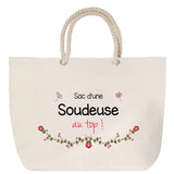 Sac Fête des Mères Mamie Famille Idée Cadeau anniversaire Noël Travail Boulot Métier Départ Retraite Collègue Femme cabas shopping plage