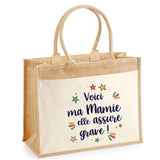 Sac Fête des Mères Mamie Famille Idée Cadeau anniversaire Noël Travail Boulot Métier Départ Retraite Collègue Femme cabas shopping plage