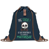 Sac à Dos Bleu avec Pochette Maitresse Pas Touche Panda
