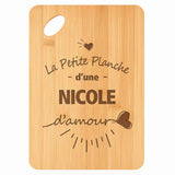 Planche bambou gravée personnalisée femme idée cadeau Fête des Mères apéro 30×20 prénom cuisine plateau fromage anniversaire noel maman mamie