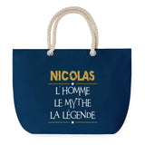 Sac de plage Bleu anse corde Nicolas Mythe Légende -jaune