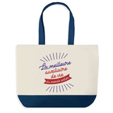 Sac de shopping bleu Auxiliaire de Vie Meilleure du Monde