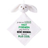 Doudou Bébé Lapin Humour Haut Pyreneen Gaze de Coton Cadeau Baby Shower