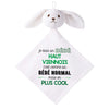Doudou Bébé Lapin Humour Haut Viennois Gaze de Coton Cadeau Baby Shower
