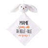 Doudou Bébé Lapin Humour Mamie Belle Fille Gaze de Coton Cadeau Baby Shower