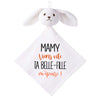 Doudou Bébé Lapin Humour Mamy Belle Fille Gaze de Coton Cadeau Baby Shower