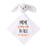 Doudou Bébé Lapin Humour Meme Fille Gaze de Coton Cadeau Baby Shower