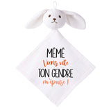 Doudou Bébé Lapin Humour Meme Gendre Gaze de Coton Cadeau Baby Shower