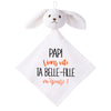 Doudou Bébé Lapin Humour Papi Belle Fille Gaze de Coton Cadeau Baby Shower