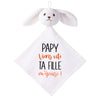 Doudou Bébé Lapin Humour Papy Fille Gaze de Coton Cadeau Baby Shower