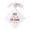 Doudou Bébé Lapin Humour Pepe Gendre Gaze de Coton Cadeau Baby Shower