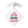 Doudou Bébé Lapin Je Veux Devenir Historien comme Papa Gaze de Coton Cadeau Baby Shower