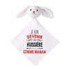 Doudou Bébé Lapin Je Veux Devenir Huissiere comme Maman Gaze de Coton Cadeau Baby Shower