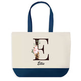 Sac de shopping bleu Ellie Lettre Fleur